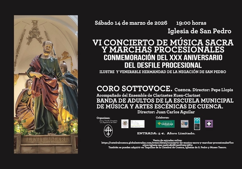 VI Concierto de música sacra y marchas procesionales - Iglesia de San Pedro (Cuenca)